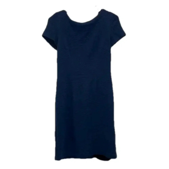 Margaret M dress size small textured lines navy blue needs hem sewn - Picture 1 of 9